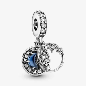 (imagine pentru) Talisman Pandora de tip pandantiv cu semilună și stele pe cerul nocturn - 799216C01