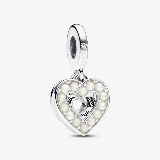 (imagine pentru) Talisman Pandora de tip pandantiv dublu cu inimioară albă perlată - 792649C01