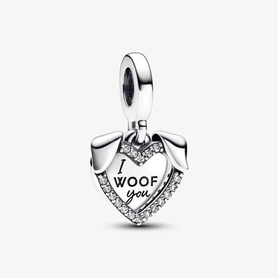 (imagine pentru) Talisman Pandora de tip pandantiv dublu Inimă și Câine - 792647C01