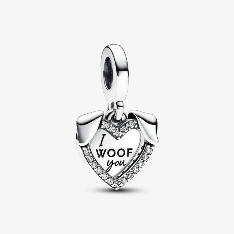 (imagine pentru) Talisman Pandora de tip pandantiv dublu Inimă și Câine - 792647C01