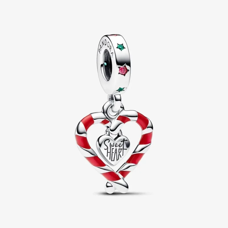 (imagine pentru) Talisman Pandora de tip pandantiv în formă de inimă și acadea de tip baston - 792822C01