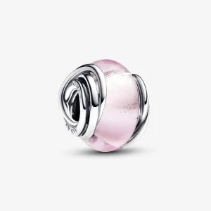 (imagine pentru) Talisman Pandora din sticlă de Murano roz, circulară - 793241C00
