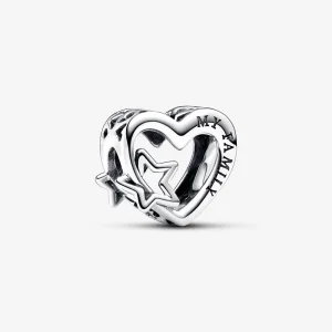 (imagine pentru) Talisman Pandora în formă de inimioară și stea cu structură dantelată - 792829C00