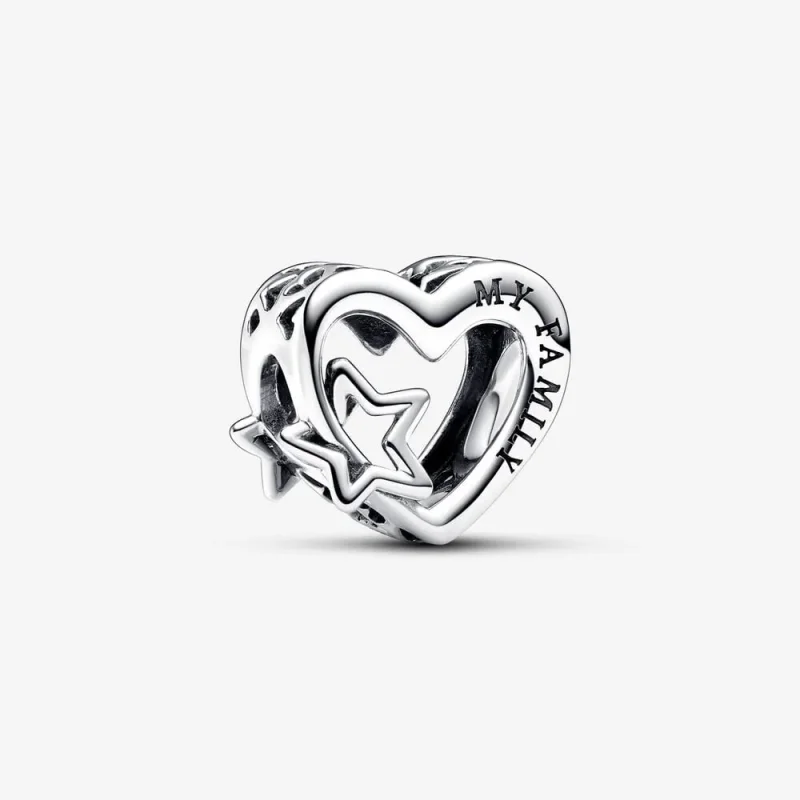 (imagine pentru) Talisman Pandora în formă de inimioară și stea cu structură dantelată - 792829C00