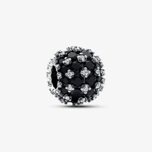 (imagine pentru) Talisman Pandora rotund strălucitor cu pavé, de culoare neagră - 792630C04
