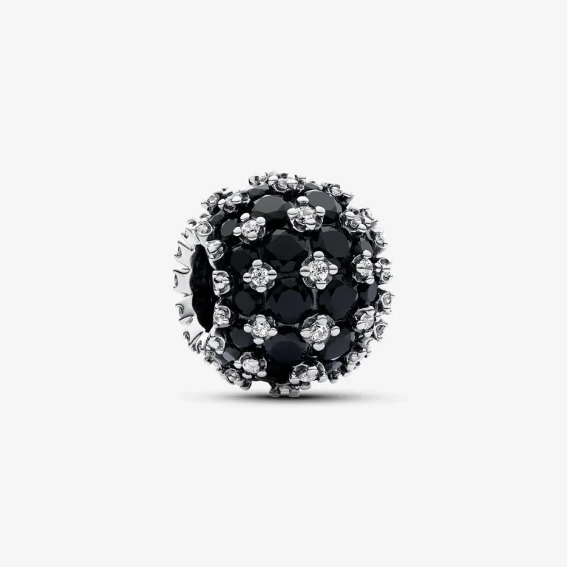 (imagine pentru) Talisman Pandora rotund strălucitor cu pavé, de culoare neagră - 792630C04