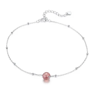 (imagine pentru) Anklet Cuarț de căpșuni din argint - SCT012