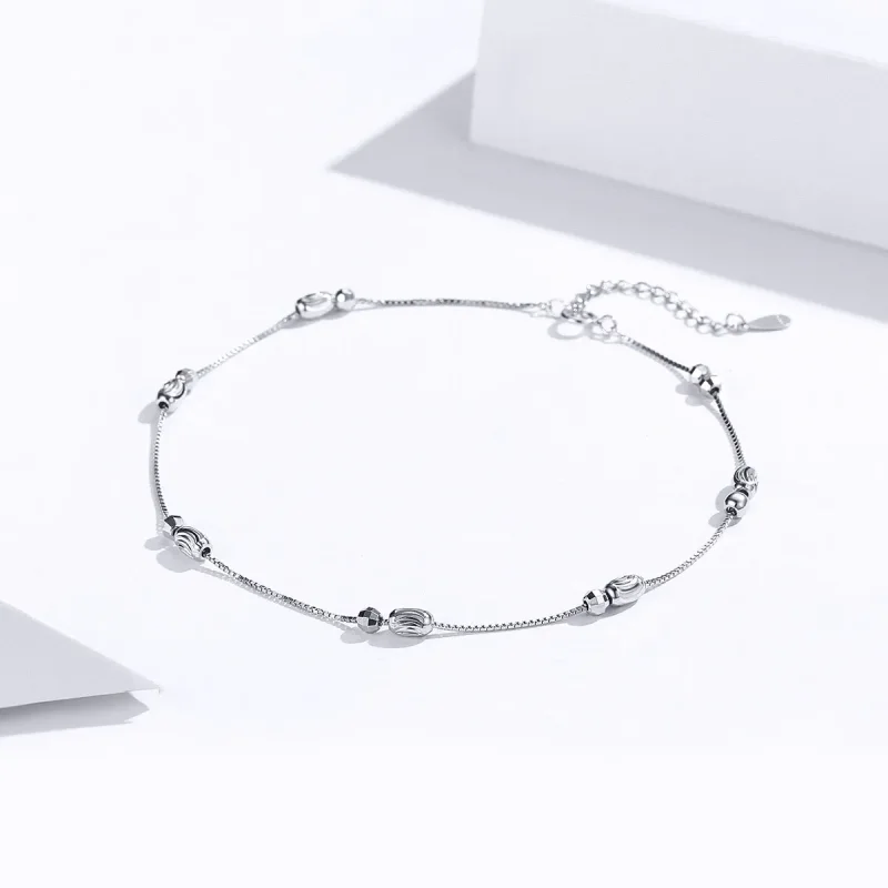 (imagine pentru) Anklet Mărgele rotunde mici din argint - SCT010 - Vizualizare 2