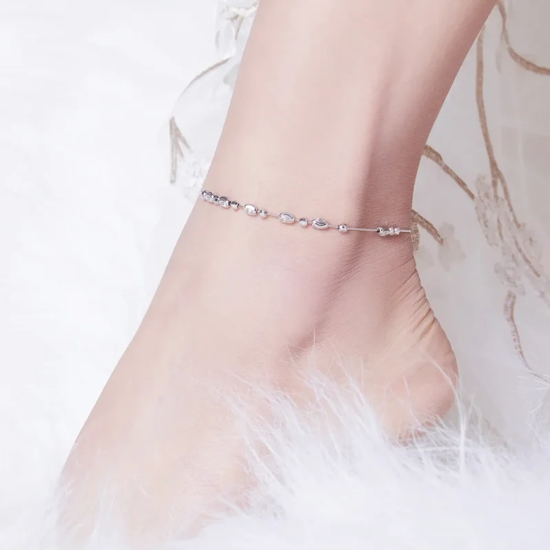 (imagine pentru) Anklet Mărgele rotunde mici din argint - SCT010 - Vizualizare 3
