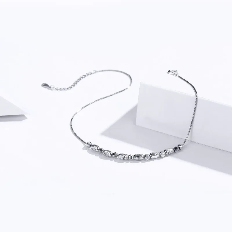 (imagine pentru) Anklet Mărgele rotunde mici din argint - SCT010 - Vizualizare 4