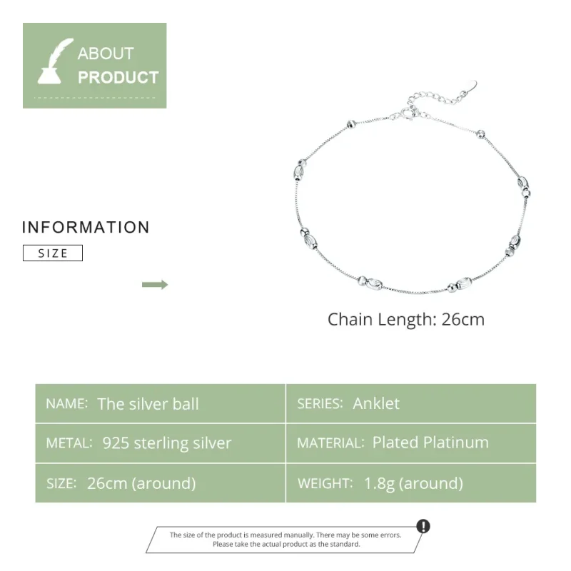 (imagine pentru) Anklet Mărgele rotunde mici din argint - SCT010 - Vizualizare 5