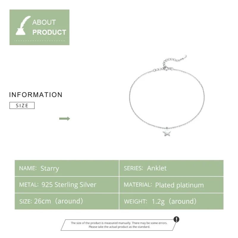 (imagine pentru) Anklet Înstelat din argint - SCT009 - Vizualizare 5