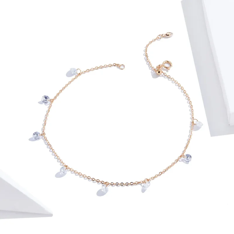 (imagine pentru) Anklet pur cz din aur rose - SCT015 - Vizualizare 2