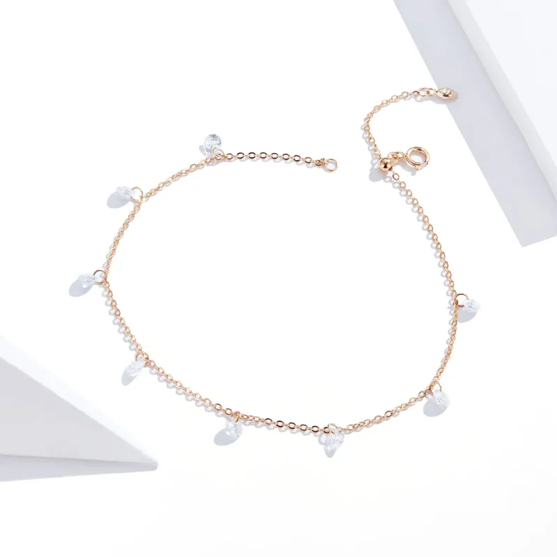 (imagine pentru) Anklet pur cz din aur rose - SCT015 - Vizualizare 4