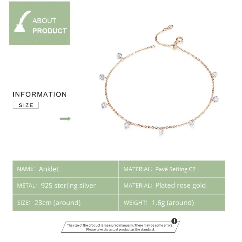 (imagine pentru) Anklet pur cz din aur rose - SCT015 - Vizualizare 5