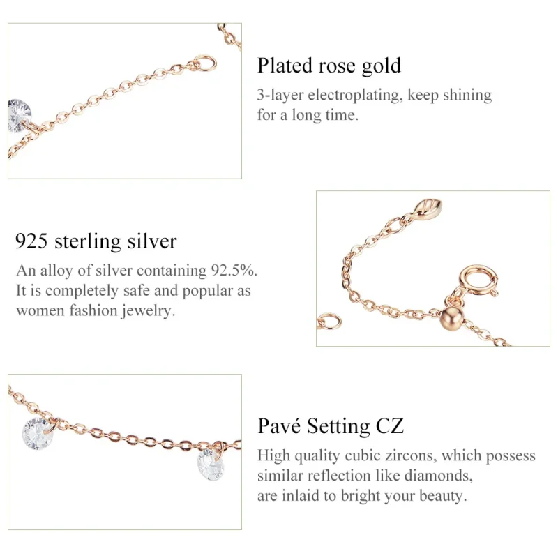 (imagine pentru) Anklet pur cz din aur rose - SCT015 - Vizualizare 6