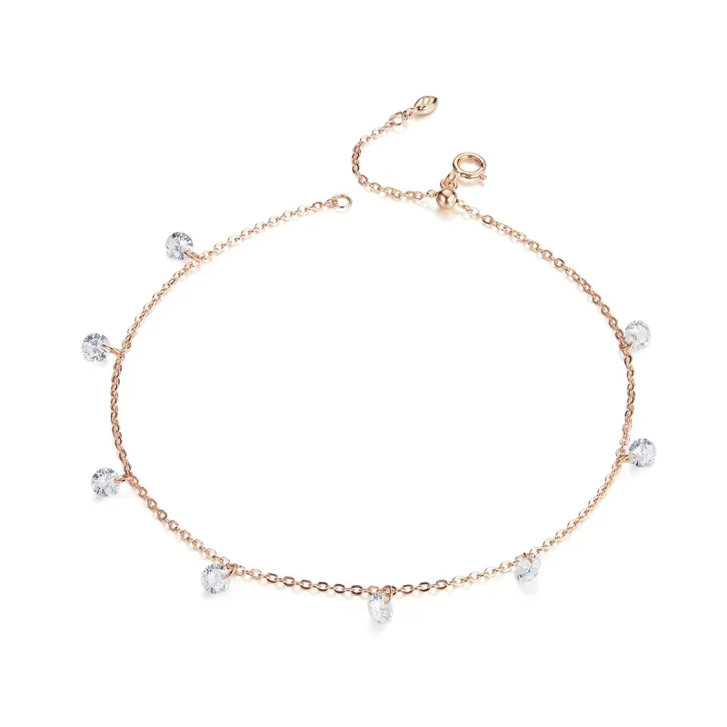 (imagine pentru) Anklet pur cz din aur rose - SCT015