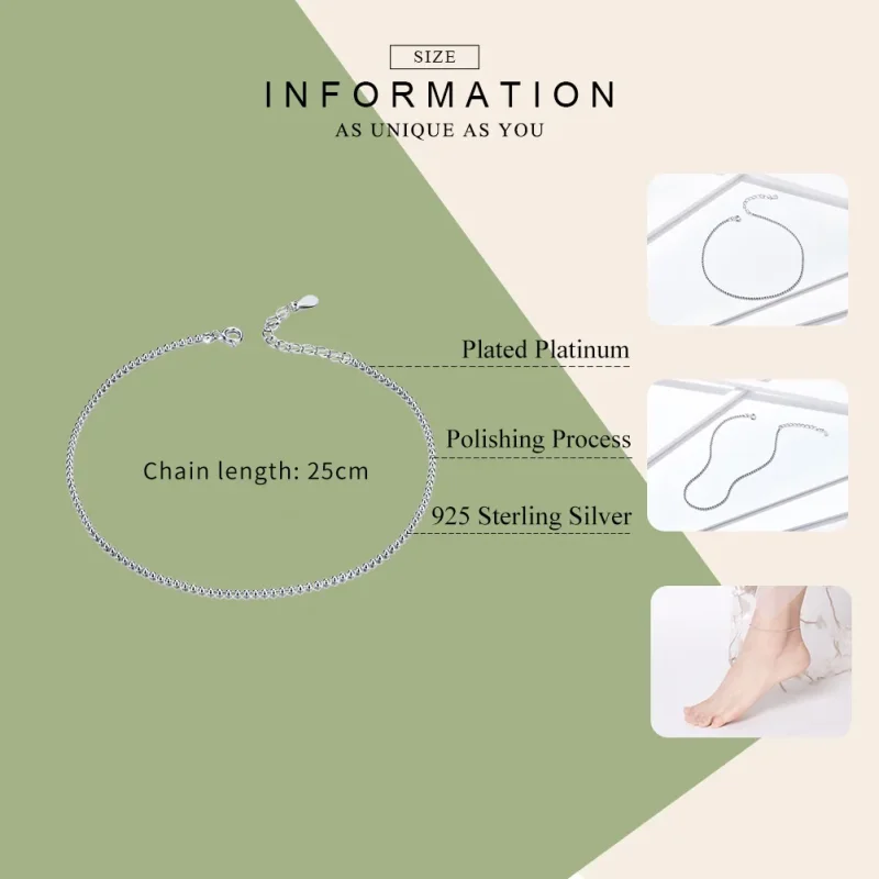 (imagine pentru) Anklet Simplu din argint - SCT002 - Vizualizare 7
