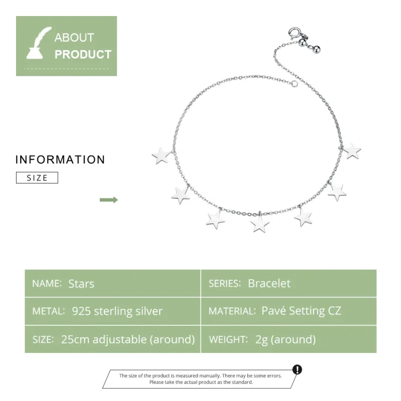 (imagine pentru) Anklet Stele din argint - SCT008 - Vizualizare 4