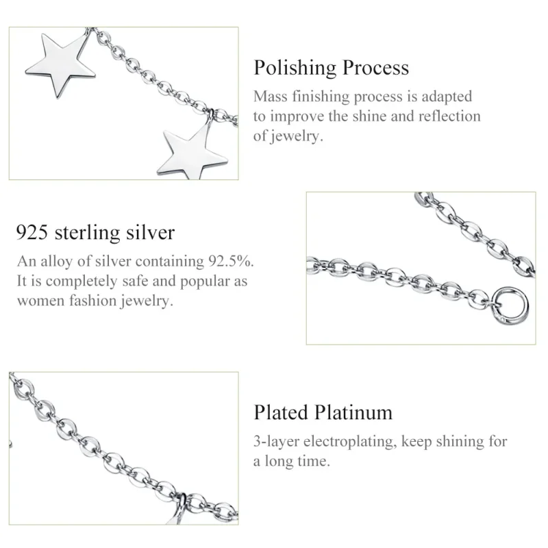 (imagine pentru) Anklet Stele din argint - SCT008 - Vizualizare 5