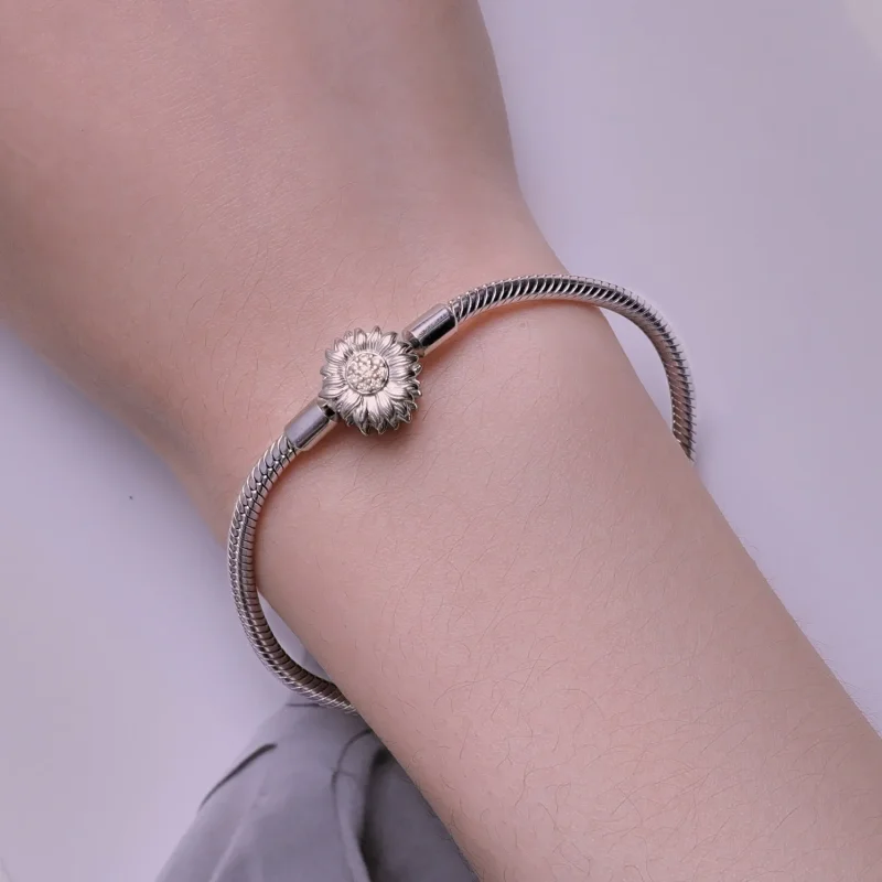 (imagine pentru) Brățară cu lanț de bază în stil Pandora, model floarea-soarelui - BSB123 - Vizualizare 5