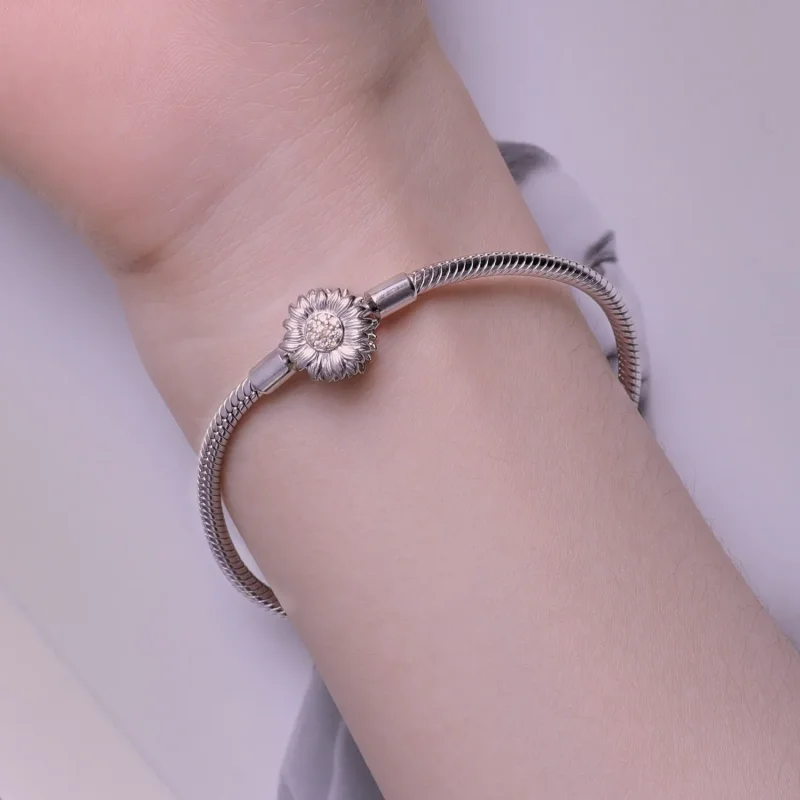 (imagine pentru) Brățară cu lanț de bază în stil Pandora, model floarea-soarelui - BSB123 - Vizualizare 6
