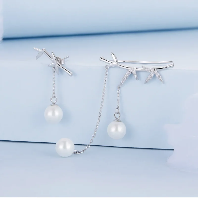 (imagine pentru) Cercei cu margele delicate din bambus în stil Pandora - BSE821 - Vizualizare 2