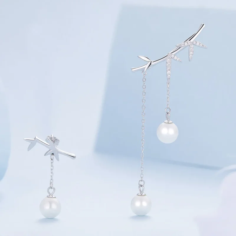 (imagine pentru) Cercei cu margele delicate din bambus în stil Pandora - BSE821 - Vizualizare 3