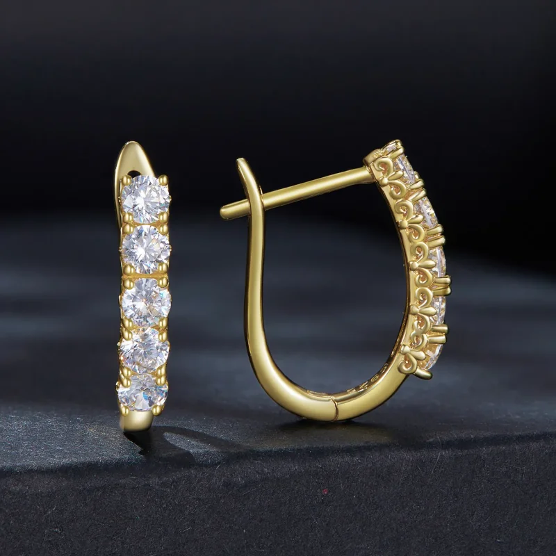 (imagine pentru) Cercei în stil Pandora cu model în formă de U cu Moissanite - MSE011-B - Vizualizare 2