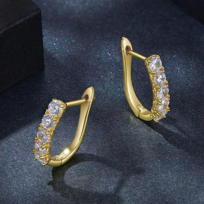 (imagine pentru) Cercei în stil Pandora cu model în formă de U cu Moissanite - MSE011-B - Vizualizare 3
