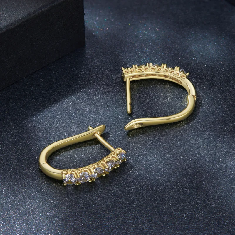 (imagine pentru) Cercei în stil Pandora cu model în formă de U cu Moissanite - MSE011-B - Vizualizare 4
