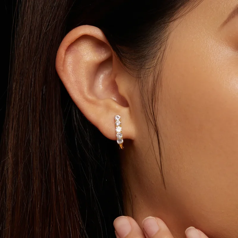 (imagine pentru) Cercei în stil Pandora cu model în formă de U cu Moissanite - MSE011-B - Vizualizare 5