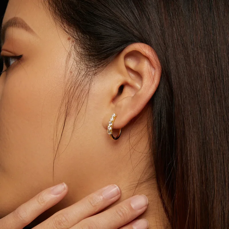 (imagine pentru) Cercei în stil Pandora cu model în formă de U cu Moissanite - MSE011-B - Vizualizare 7