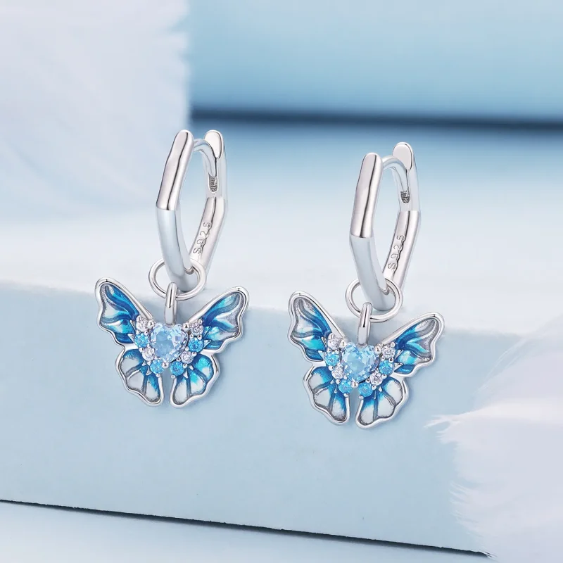 (imagine pentru) Cercei Pandora stil fluture cu inele - BSE845 - Vizualizare 2