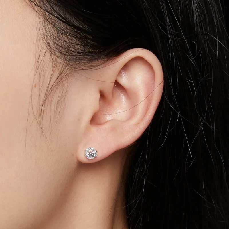 (imagine pentru) Cercei Pandora Style cu Moissanite de 0.5 Carate - MSE019-S - Vizualizare 4