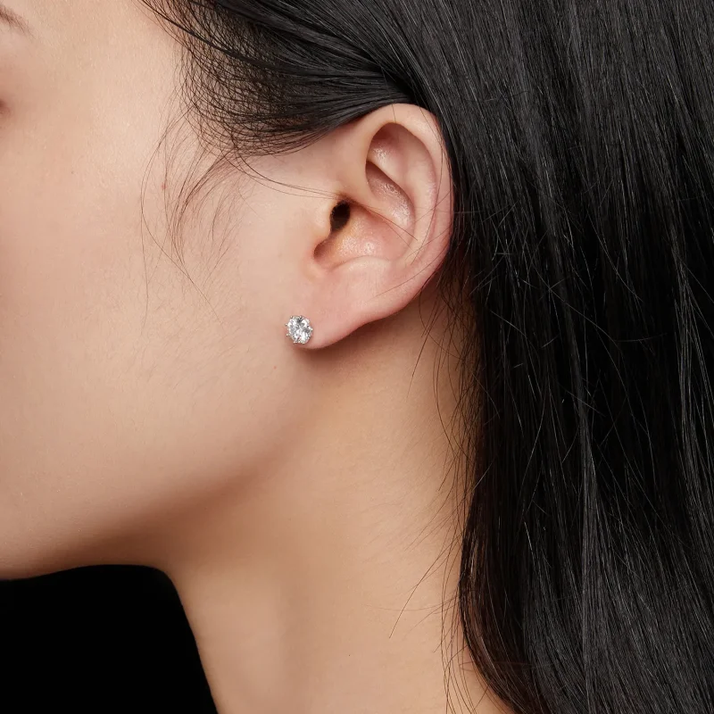 (imagine pentru) Cercei Pandora Style cu Moissanite de 0.5 Carate - MSE019-S - Vizualizare 5