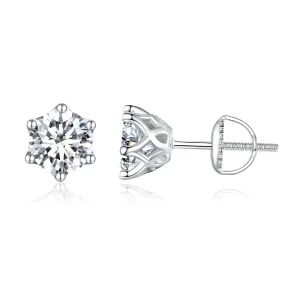 (imagine pentru) Cercei Pandora Style cu Moissanite de Un Carat și Patru Gheare - MSE004-XL
