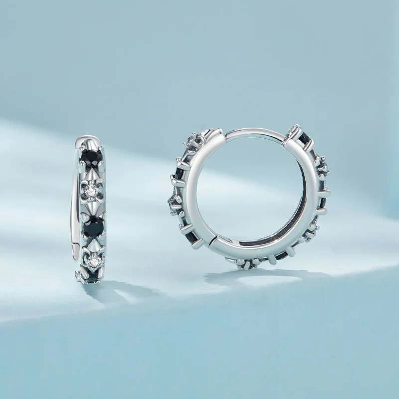 (imagine pentru) Cercei Pandora Style Iris Hoops - SCE1605-BK - Vizualizare 2