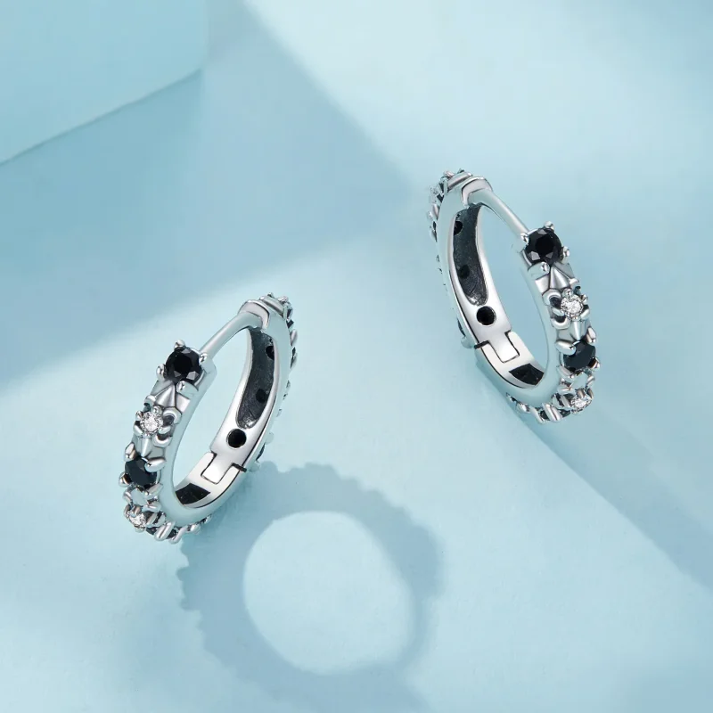 (imagine pentru) Cercei Pandora Style Iris Hoops - SCE1605-BK - Vizualizare 3