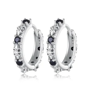 Cercei Pandora Style Iris Hoops - SCE1605-BK (imagine pentru) Cercei Pandora Style Iris Hoops - SCE1605-BK