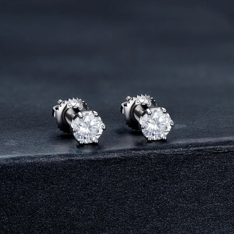 (imagine pentru) Cercei tip Moissanite cu patru gheare de 0,5 carate în stil Pandora - MSE004-S - Vizualizare 2