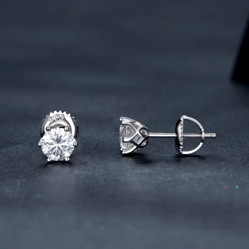 (imagine pentru) Cercei tip Moissanite cu patru gheare de 0,5 carate în stil Pandora - MSE004-S - Vizualizare 3