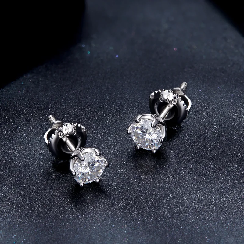 (imagine pentru) Cercei tip Moissanite cu patru gheare de 0,5 carate în stil Pandora - MSE004-S - Vizualizare 4