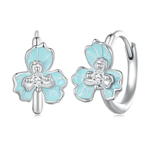 Cercei tip Pandora cu iris albastru - BSE843 (imagine pentru) Cercei tip Pandora cu iris albastru - BSE843