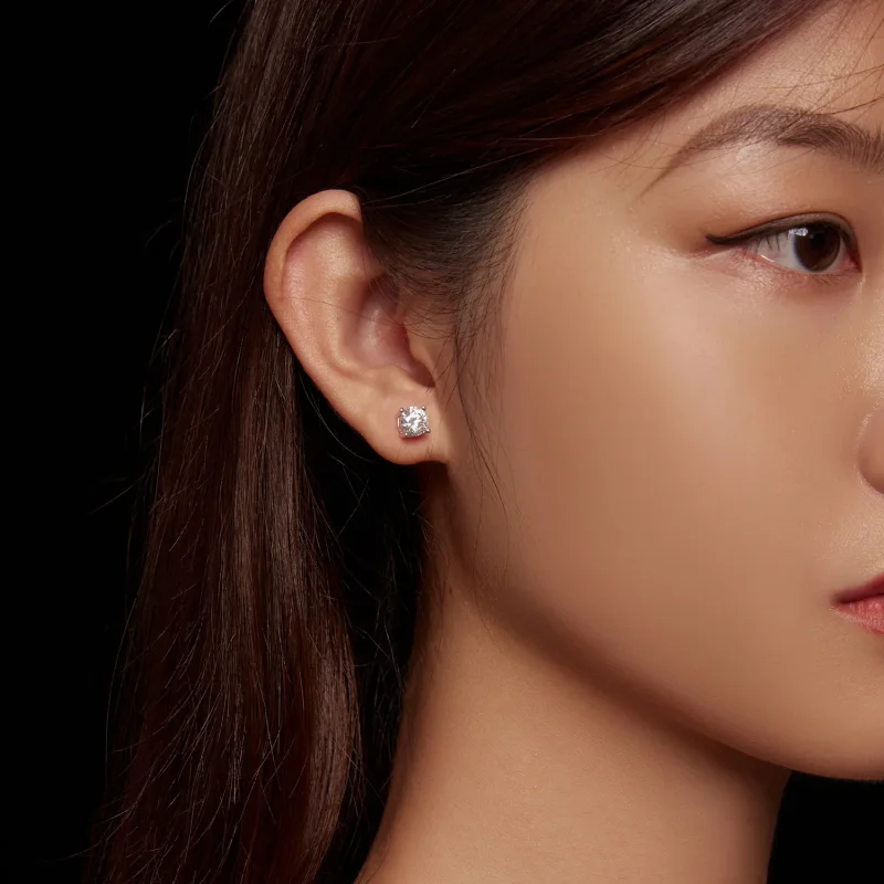 (imagine pentru) Cercei tip Pandora, cu patru gheare, cu 1 carate, moissanit - MSE003-L - Vizualizare 7