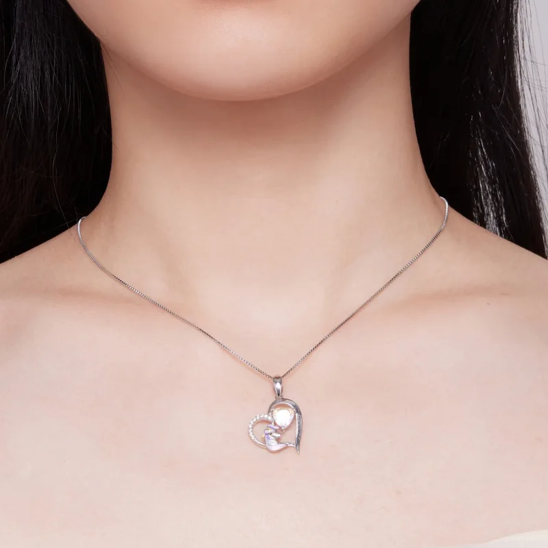(imagine pentru) Colier stil Pandora cu un inimioară delicată în formă de unicorn - BSN328 - Vizualizare 4