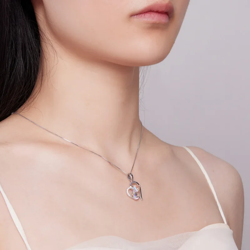 (imagine pentru) Colier stil Pandora cu un inimioară delicată în formă de unicorn - BSN328 - Vizualizare 6