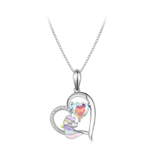 (imagine pentru) Colier stil Pandora cu un inimioară delicată în formă de unicorn - BSN328