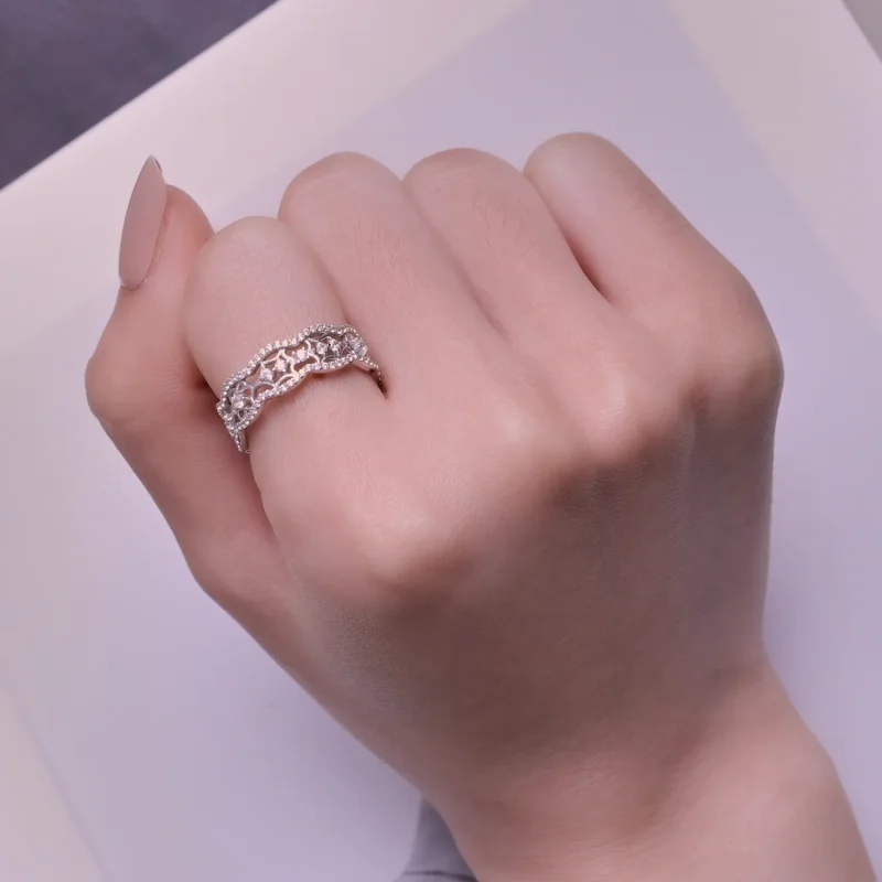 (imagine pentru) Inel cu zirconiu din dantelă de camelie în stil Pandora - BSR428 - Vizualizare 4