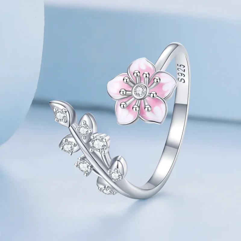 (imagine pentru) Inel deschis cu floare de cireș de stil Pandora - BSR438 - Vizualizare 2